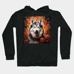 Siberian Husky painted in Halloween style Hoodie